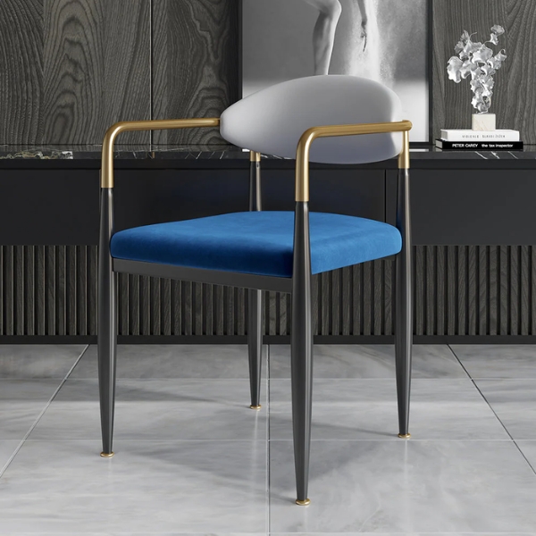 Rent Blue Cushion White Backrest Golden & Black Leg Arm Chair
