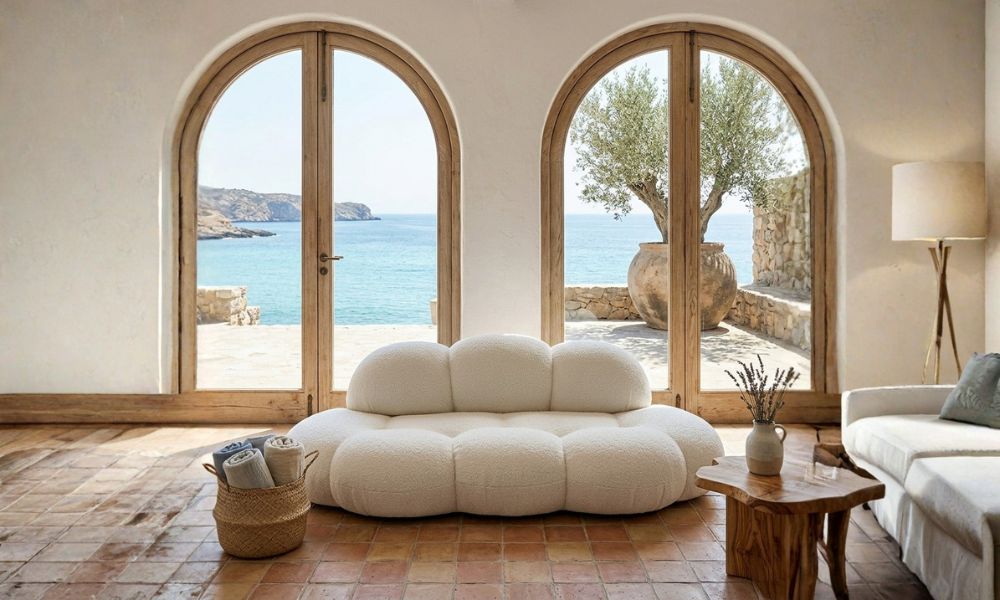 Rent Off White Cloud Design Fabric Bubble Sofa